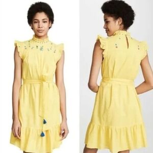 Banjanan for Anthropologie Embroidered Ruffle Sundress - Yellow - Small Pockets!